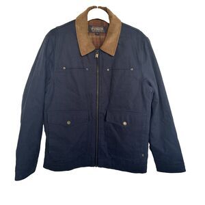 PENDLETON Carson City Canvas Ranch Jacket L Blue 6-Pocket Lined Corduroy Collar